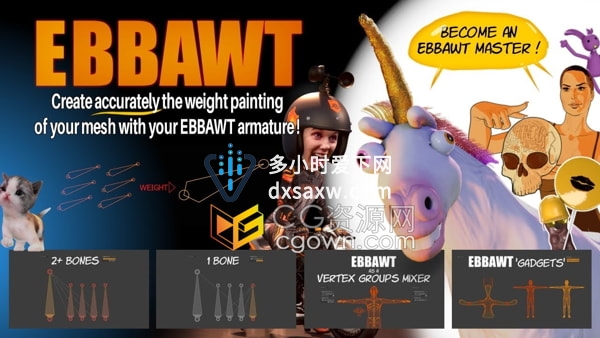 Ebbawt V1.0 Blender角色绑定蒙皮权重绘画插件