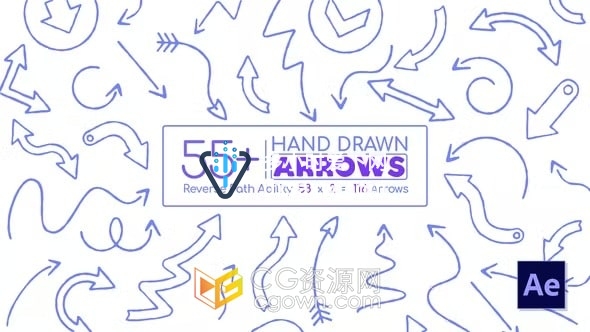 55+手绘箭头动画Animated Hand Drawn Arrows Pack-AE模板