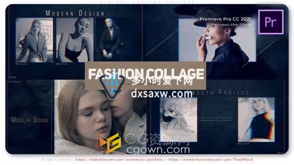 PR模板-商场商店视频显示器展示极简时尚拼贴风格时装模特宣传广告