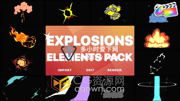 Anime Explosion FCPX插件卡通动画爆炸效果12种
