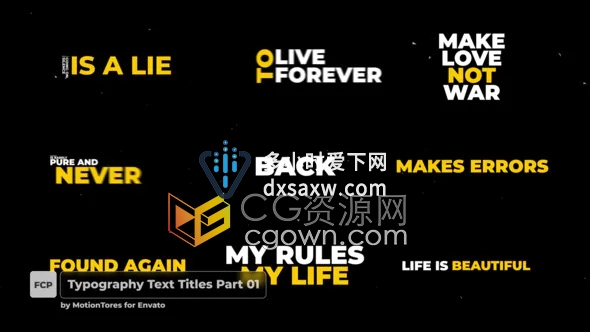 Typography Text Titles FCPX插件文字排版标题动画字幕4K分辨率