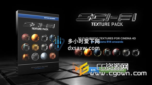 c4d科幻感材质预设包 MotionSquared – Sci-Fi Texture Pack for Cinema 4D