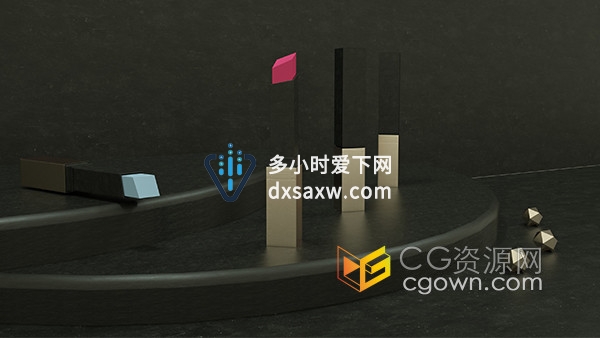 小金条哑光复古女士口红C4D产品模型