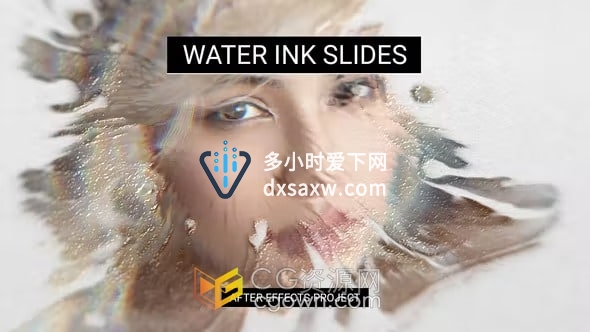 AE模板-素描浪漫笔触动画墨水晕开艺术效果水墨相册Water Ink Slides