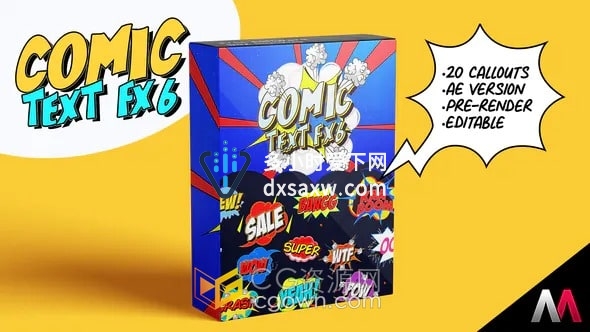 Comic Text FX AE模板20种卡通动漫风格综艺视频字幕动画效果