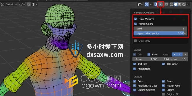 Weight Paint Tools 1.6.2~2.1.4 Blender插件权重绘制笔刷工具带教程