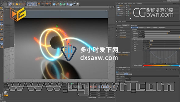 C4D插件中英双语汉化版 Tools4D White Lights 2.50 样条线流光灯光效果带教程