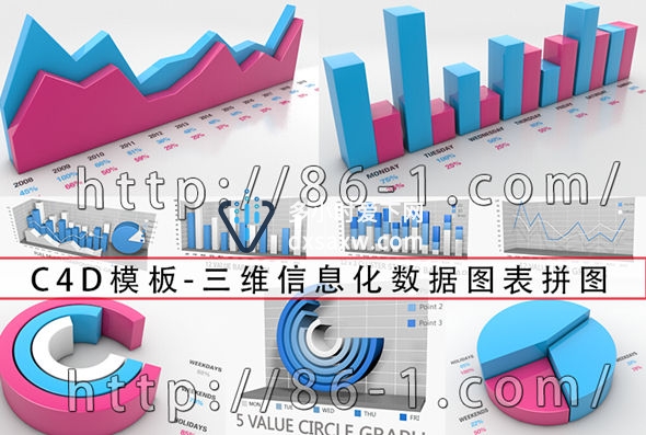 C4D模板-多种三维信息化数据图表拼图大气企业宣传片必用+带教程