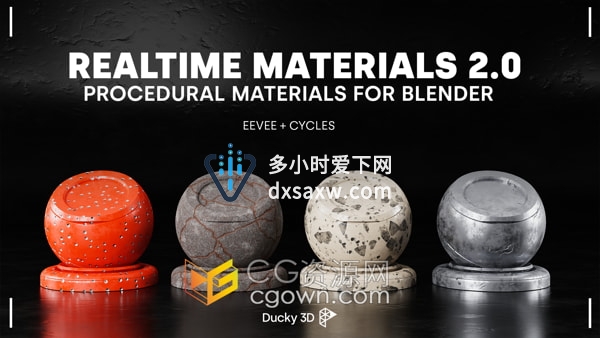 Realtime Materials v2.0 Blender插件200种实时纹理材质预设
