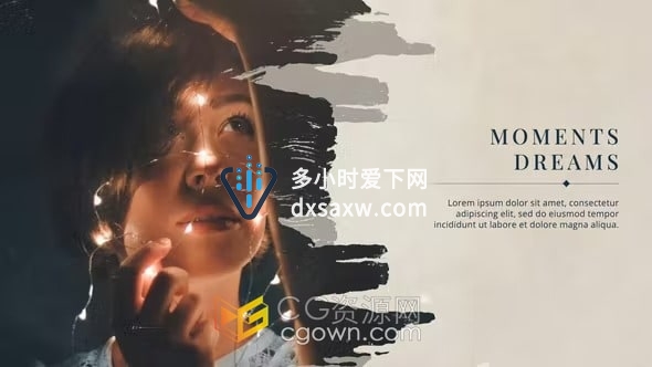 照片幻灯片FCPX插件时尚且富有艺术感笔刷动画相册宣传视频模板