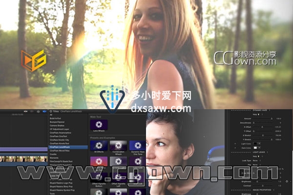FCPX插件 CineFlare Lens Whack 带40种镜头光晕炫光特效效果预设