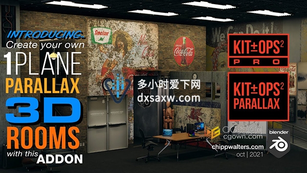 Kit Ops Parallax V1.0 Blender插件3D房间场景虚拟搭建