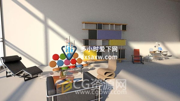 C4D室内模型预设 25种经典办公室家具座椅灯具 lib4d文件预设