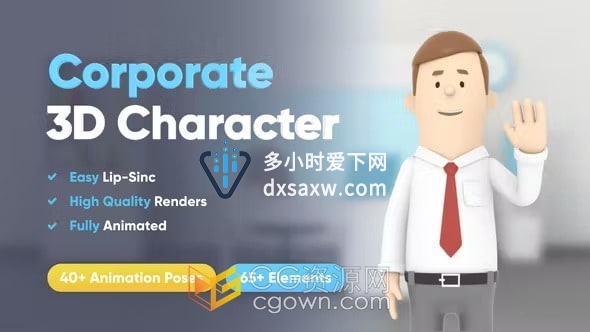 3D Character Animation AE模板三维卡通角色动画演示解说视频制作