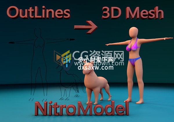 Nitro4D NitroModel v1.0.1 C4D插件轮廓曲线生成建模模型支持 Cinema 4D破解版