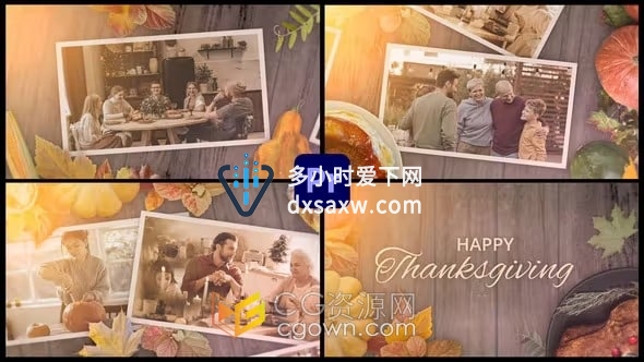 PR模板-秋季浪漫家庭视频相册感恩活动精美照片幻灯片