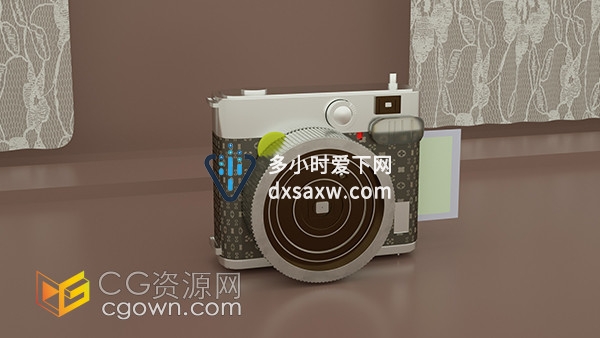 复古北欧拍立得品牌相机C4D三维产品模型