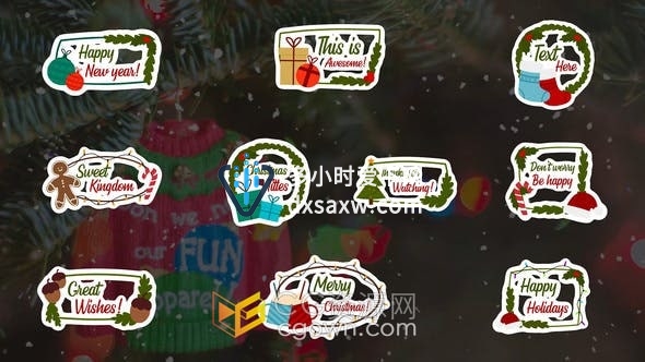 FCPX插件-10组圣诞节元素设计文字标题视频字幕Christmas Titles 4K