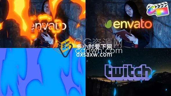 卡通特效火焰效果LOGO动画视频片头FCPX插件