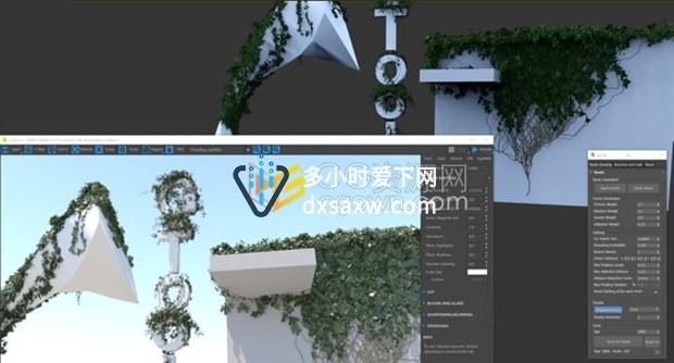 3ds Max插件-Gtools Ivy Generator 0.75 常春藤藤蔓生长动画制作