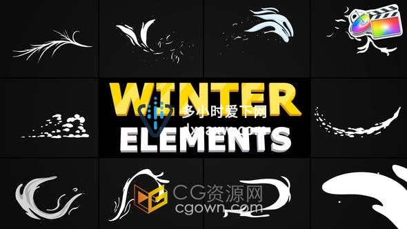 22组手绘冬季元素MG动画制作视频为北京冬奥会加油-FCPX插件