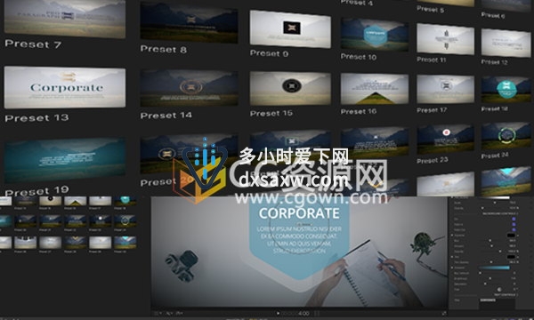 FCPX插件 Paragraph Corporate 企业商务标志片头片尾字幕动画