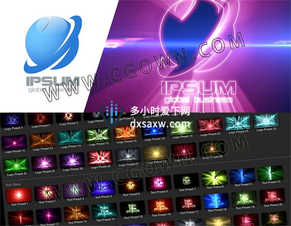 FCPX插件-共60组文字文本或标志LOGO光线放射扫光动画效果预设