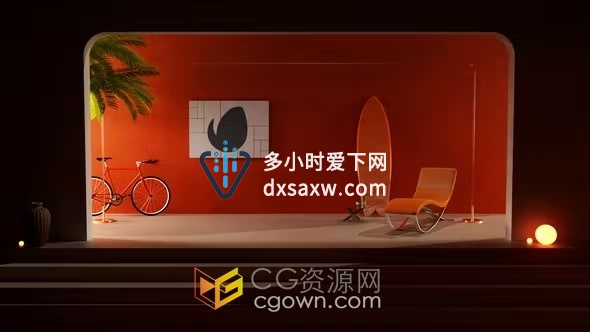AE片头模板-简单创意度假插图场景标志动画