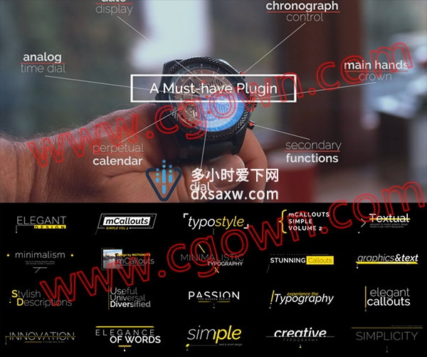FCPX插件Callouts2带有50种自动跟踪线条呼出文字动画介绍产品