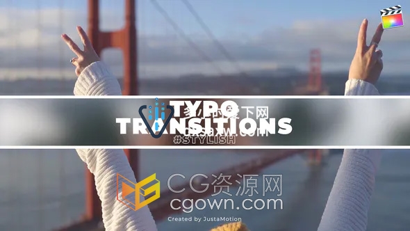 Typo Transitions FCPX插件6组带有文字标题动画视频转场过渡