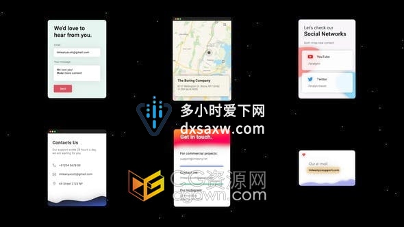 FCPX插件-Contact Information 6组卡片式联系信息图形场景