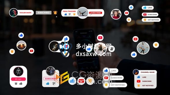 FCPX插件-Youtube Buttons Pack订阅点赞按钮视频条
