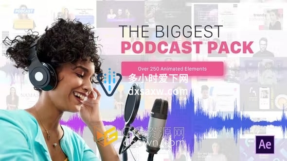 Podcast Audio Visualization播客音频可视化动画AE模板