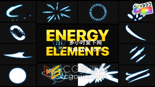 Energy Elements FCPX插件能量闪光图形动画元素与转场