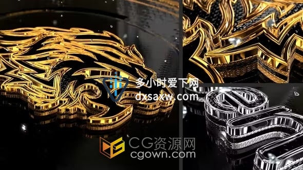 AE模板-围绕金属感标志文字的钻石演绎美丽光芒LOGO动画