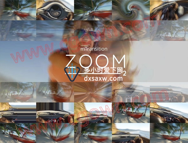 FCPX插件mTransition Zoom第2季50组扭曲变形推拉缩放转场预设