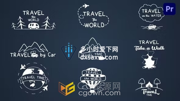 PR模板-假期冒险旅行标题徽章元素卡通世界地图梦想巡航图形动画
