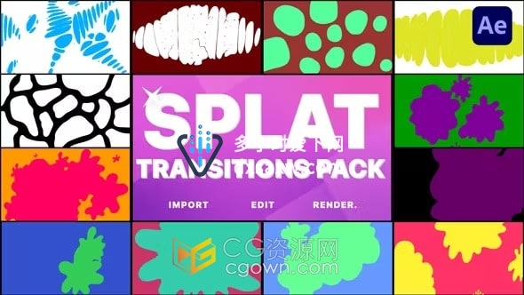 AE模板-多彩卡通液体Splat 过渡Colorful Splat Transitions