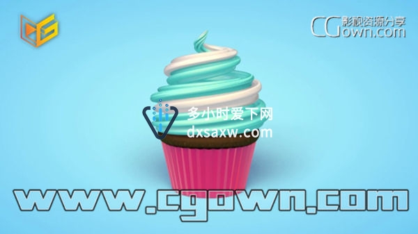 C4D视频教程 制作圆筒冰淇淋蛋糕建模形成动画效果