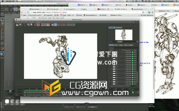 灰猩猩C4D教程－渲染素描和卡通风格效果 带模型