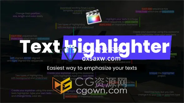 Highlight Texts – Explainer FCPX插件36个高亮突出显示文字标题视频字幕