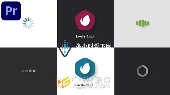 PR模板-五种鼠标点击加载动画效果标志LOGO