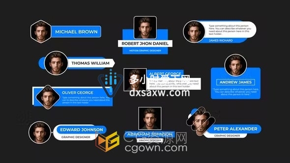 10个带头像照片的字幕条公司机构企业人物信息介绍PR标题模板