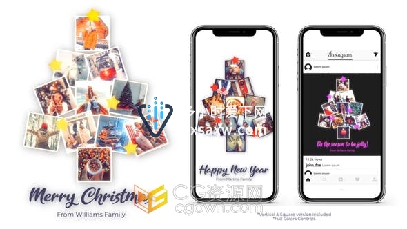 FCPX插件-照片拼贴成圣诞树效果动画媒体短小视频制作