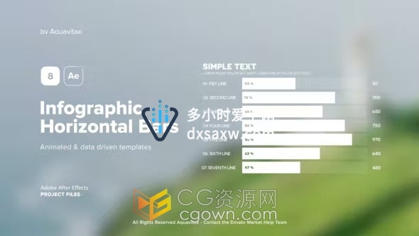 信息图表水平条形图动画效果制作AE模板下载