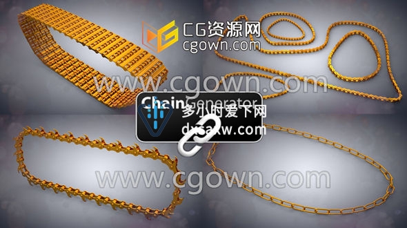 C4D R16快速生成多种链条插件 C4DZone Chain Generator V1.0 Cinema 4D