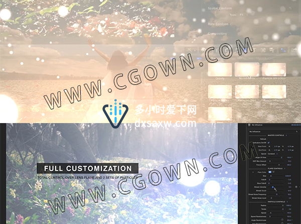 FCPX转场插件-唯美漂亮光斑粒子光效转场动画效果Final Cut Pro X