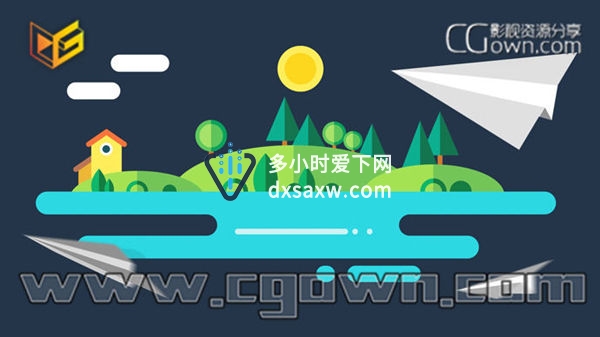 C4D与AE结合教程 三维扁平化元素2D设计MG图形动画片头