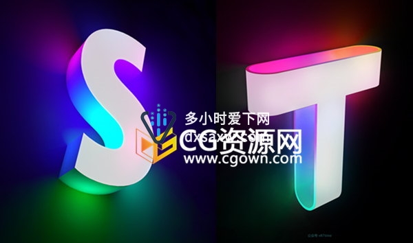 学习C4D制作3D炫酷立体水发光LOGO文字效果 中文视频教程