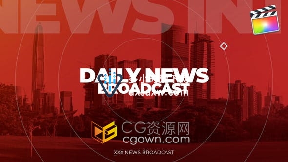 FCPX插件-每日新闻报道开场白模板视频片头动画制作